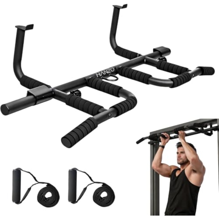 Pull Up Bar Grip - مجموعة قضبان سحب للباب مع أحزمة